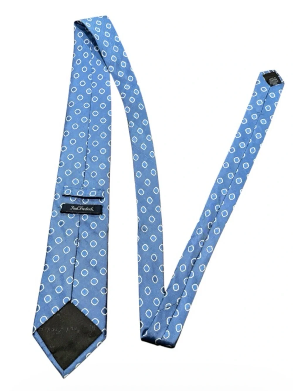 Paul Fredrick Blue Polka Dot 100% Silk Neck Tie